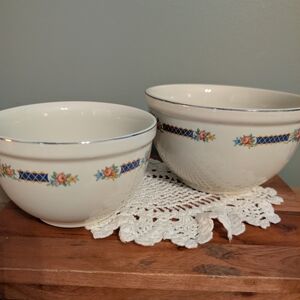 Floral Patterned Hall's Mixing Bowls set Of 2 Hard To Find